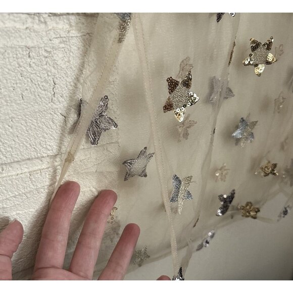 Charlotte Russe Star Embellished Sheer Short Sleeve Top Fairycore 1X Sequins - Picture 5 of 7